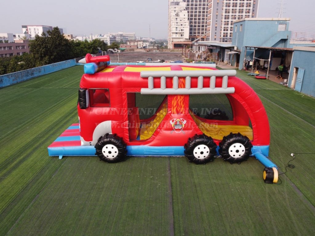 T7-1730 Inflatable Firetruck Obstacle Course