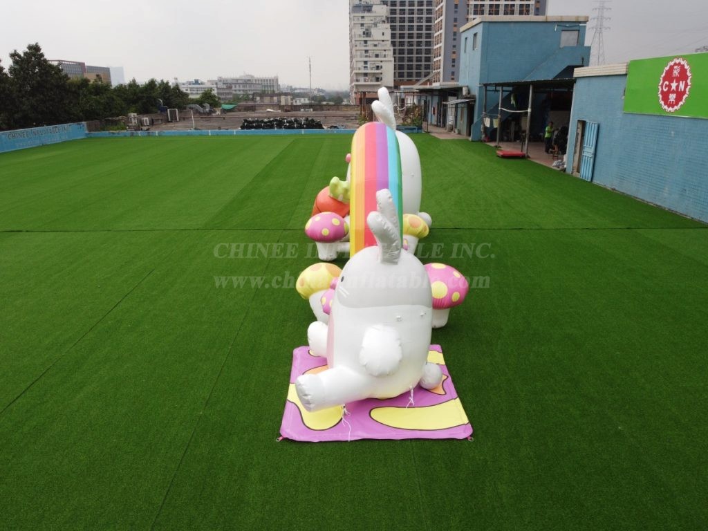 Arch2-402 Rainbow Bunny Arch Easter Celebration Inflatable Decoration