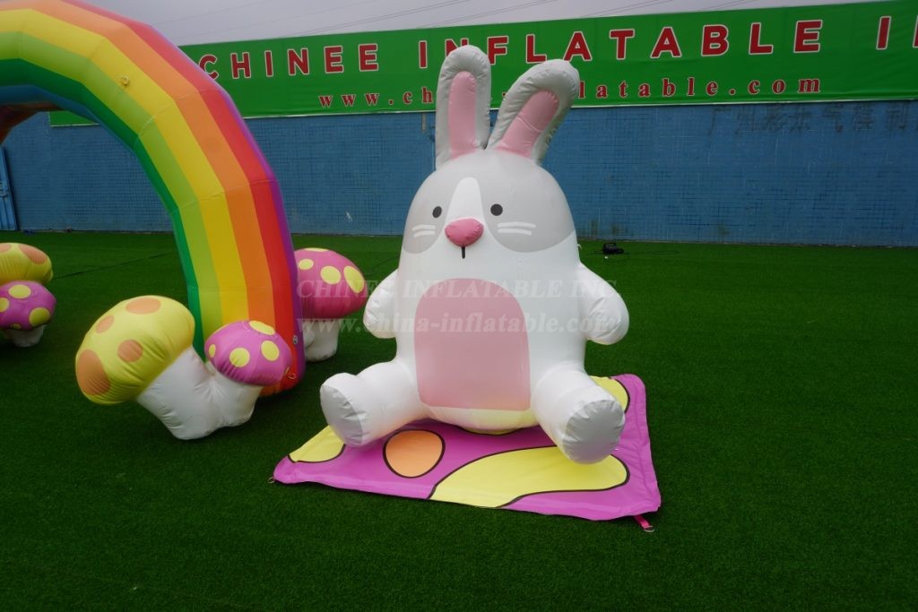 Arch2-402 Rainbow Bunny Arch Easter Celebration Inflatable Decoration