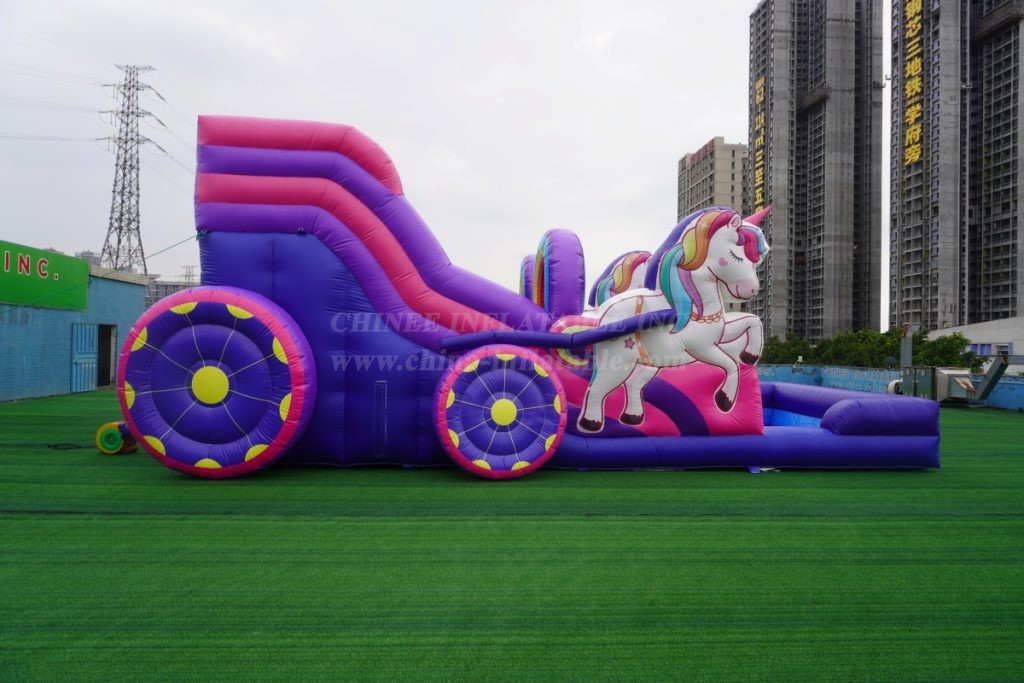 T8-4183B Unicorn Carriage Inflatable Water Slide