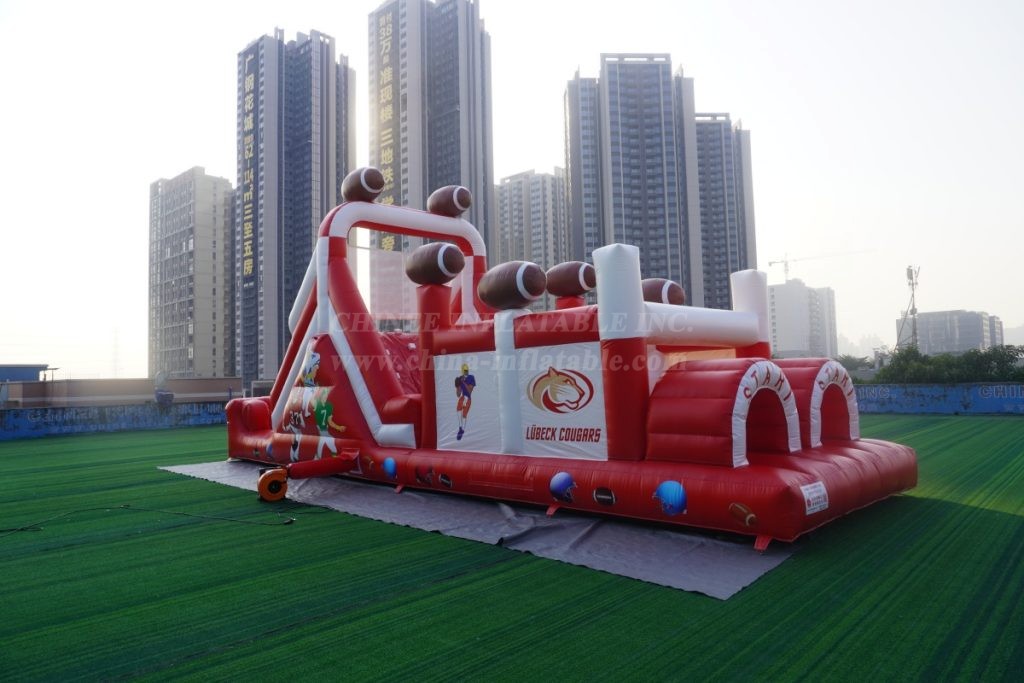 T7-404B Rugby themed inflatable obstacle course