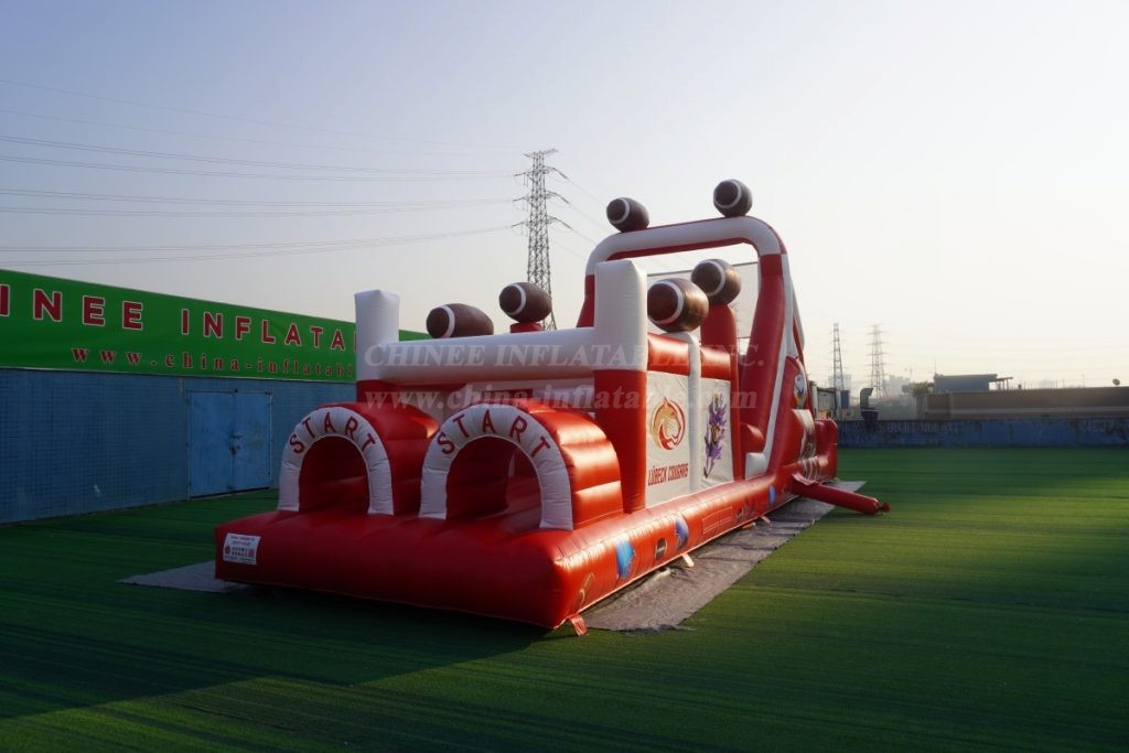 T7-404B Rugby themed inflatable obstacle course